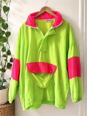 Vintage Carolyn Waldo Neon Colorblock Windbreaker Jacket